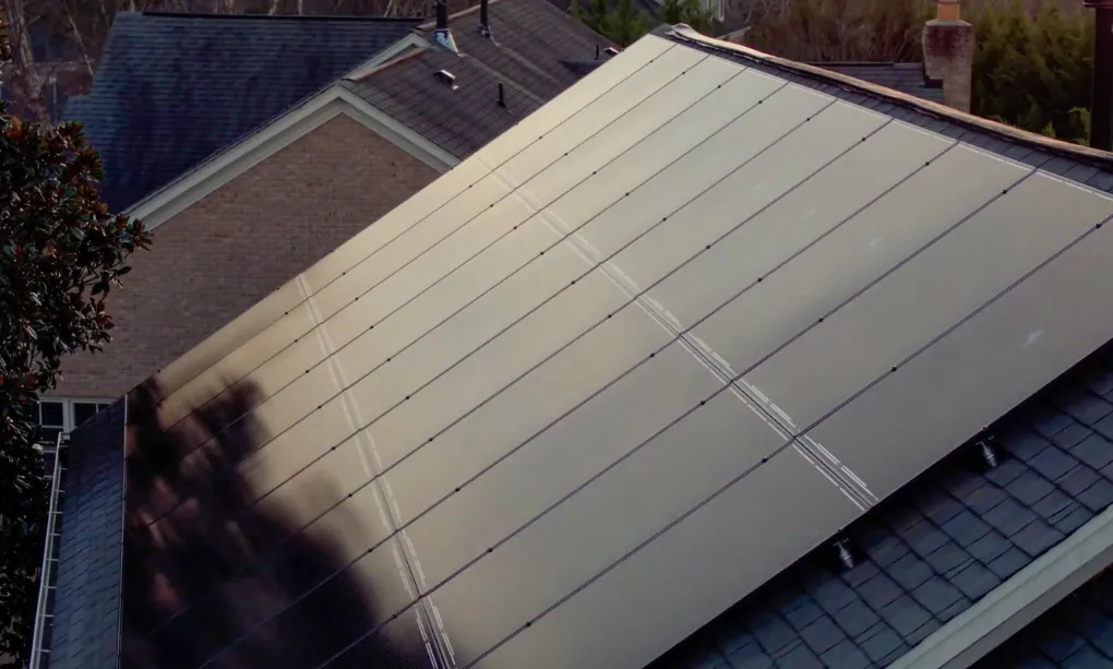 Solar panels on top of a house