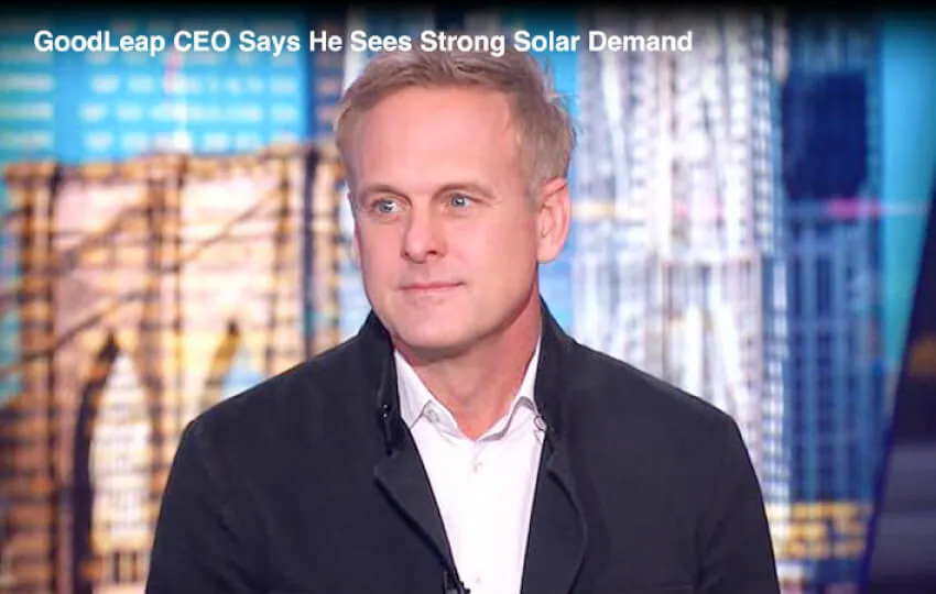 GoodLeap CEO Hayes Barnard discussing strong demand for solar energy during an interview with Bloomberg.