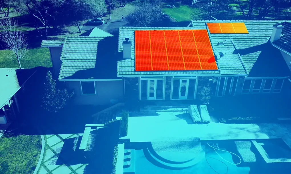 Solar panels on top of a house