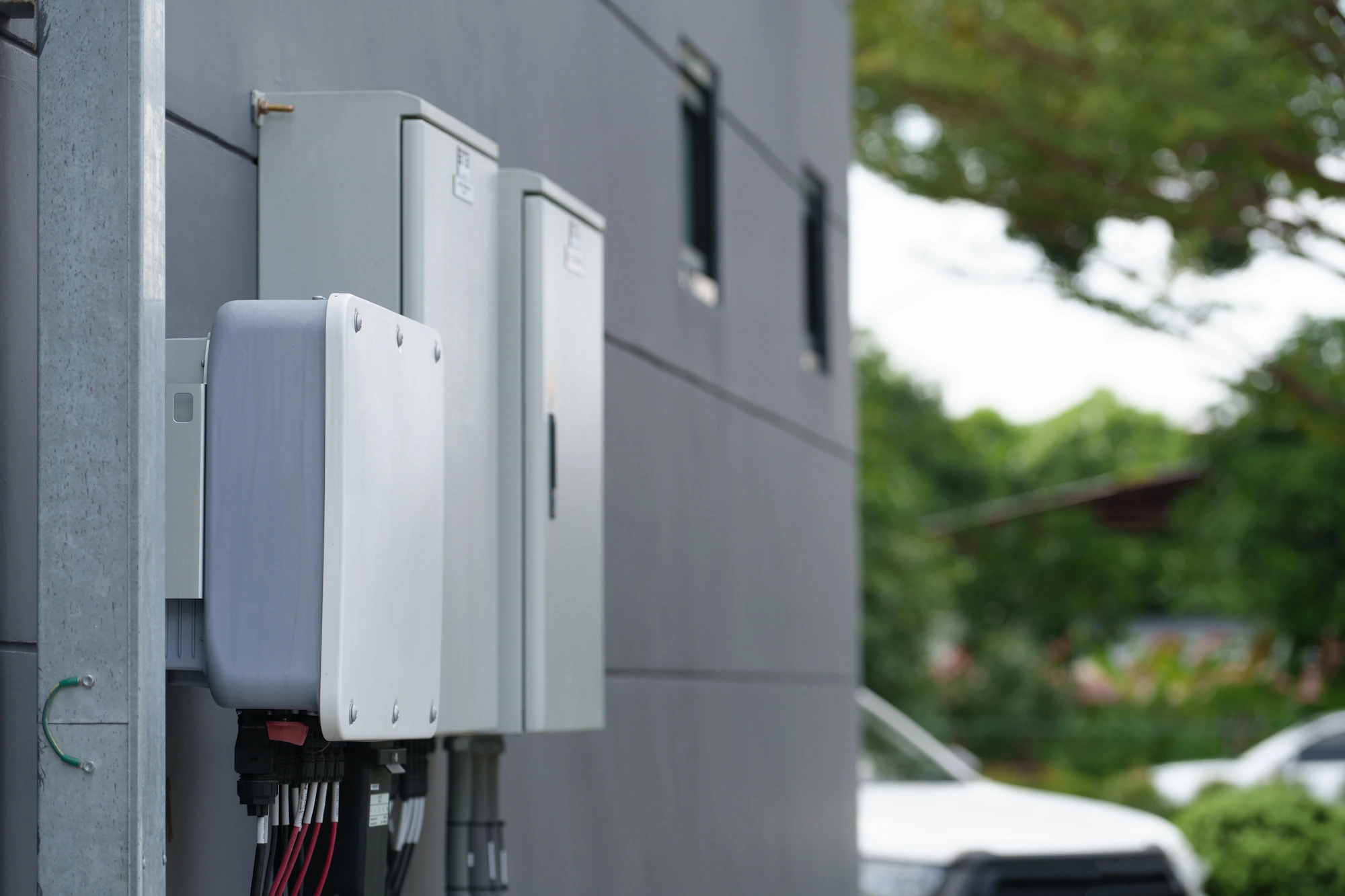 Home battery on the side of a home
