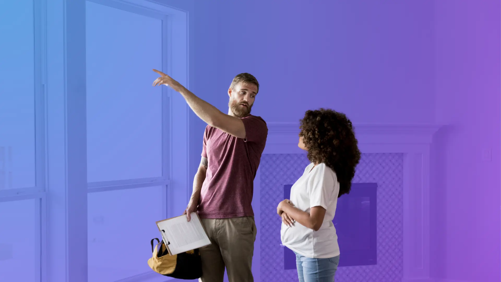Homeowner talking to a solar installer