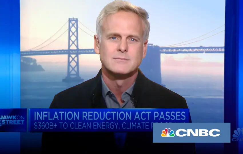 GoodLeap CEO Hayes Barnard discussing the Inflation Reduction Act and clean energy during a CNBC interview.