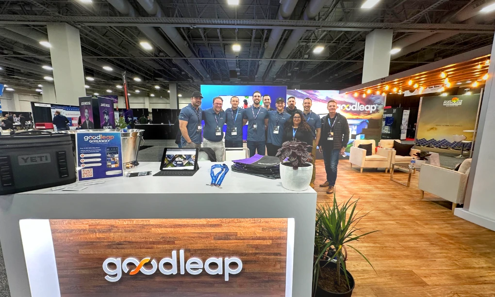 GoodLeap employees standing together at a booth at SolarCon