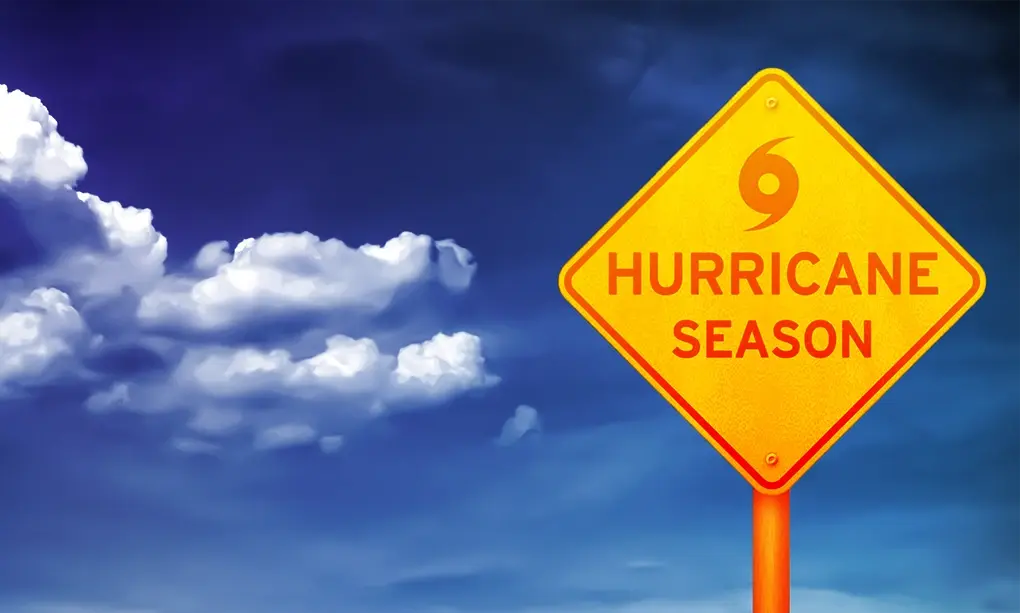 Road sign that says 'hurricane season'